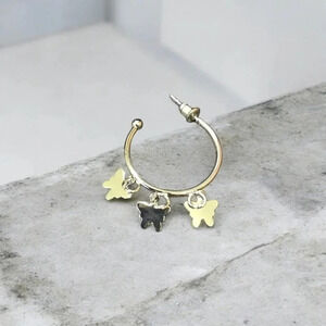 Silver Plated Dangle Butterfly Hoop Earrings